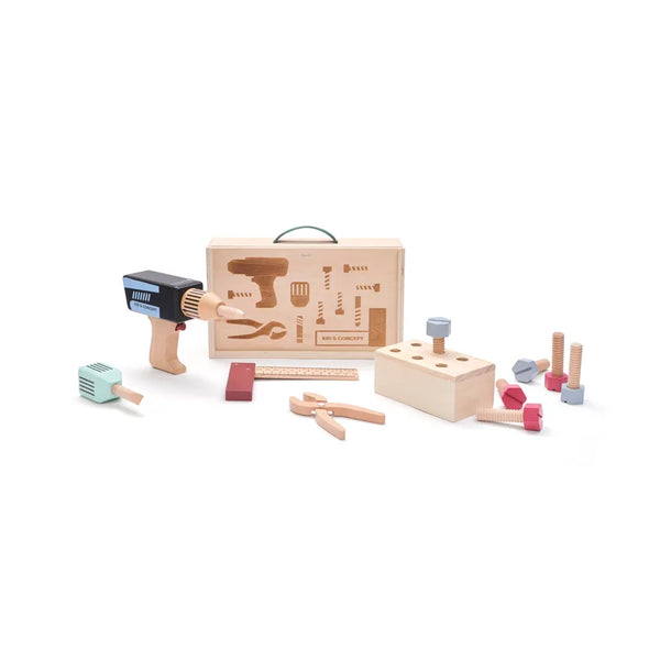 Mallette à outils enfant en bois FSC – kit bricolage dès 3 ans