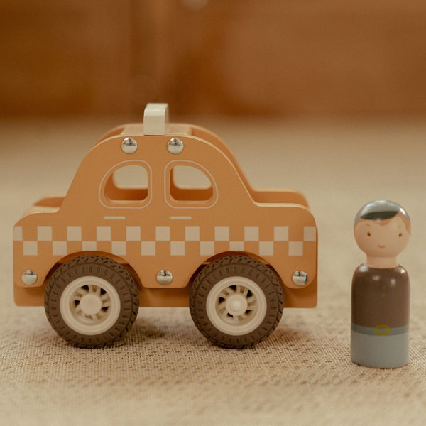 Taxi en bois FSC – Jouet d’éveil et véhicule classique LITTLE DUTCH