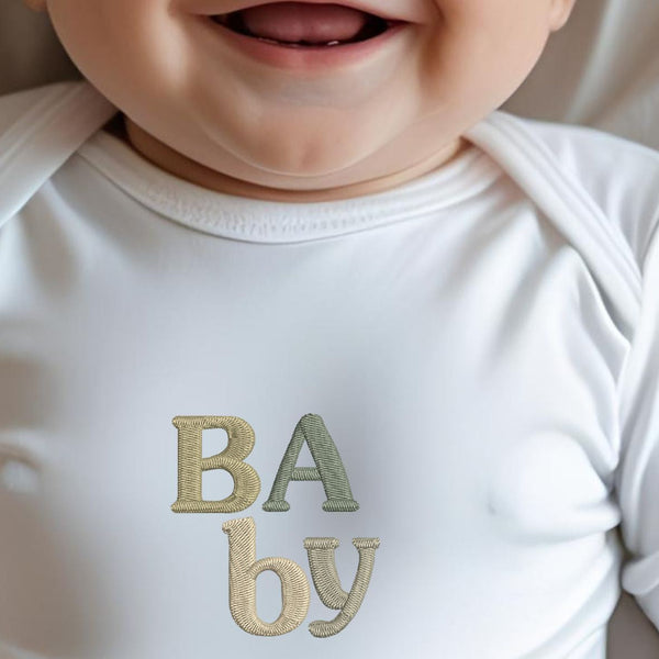 Bodie bébé brodé Olive MARINE HEART BRODERIE