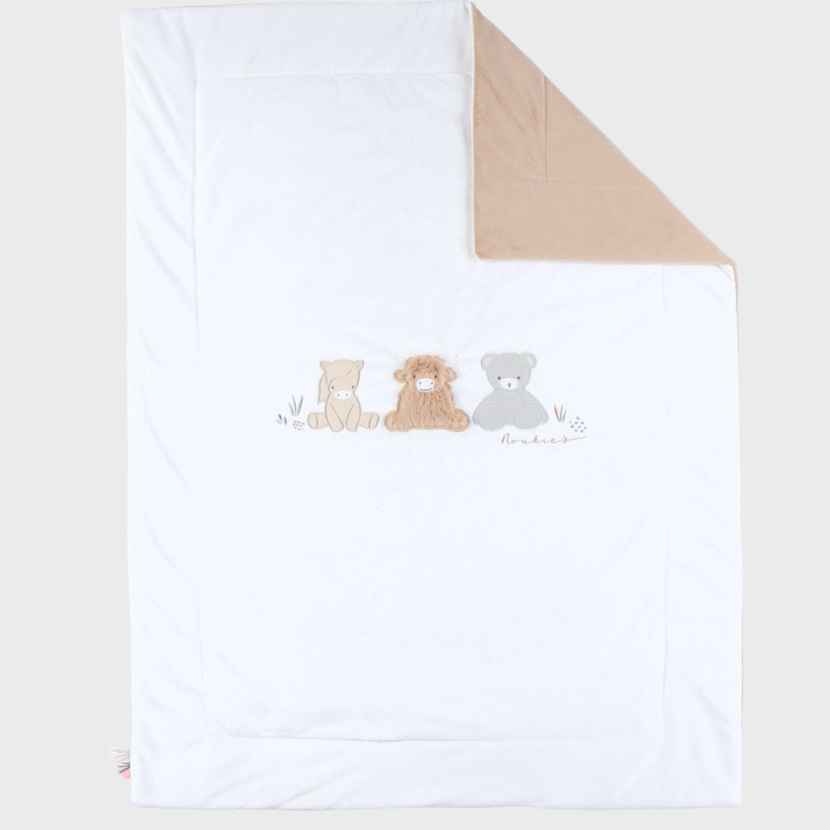 Couverture brodée écrue 75x100 cm en Veloudoux