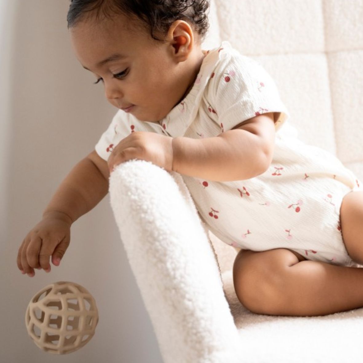 Jouet Balle Silicone – Lot de 2 Clay & Warm Linen BABY'S ONLY