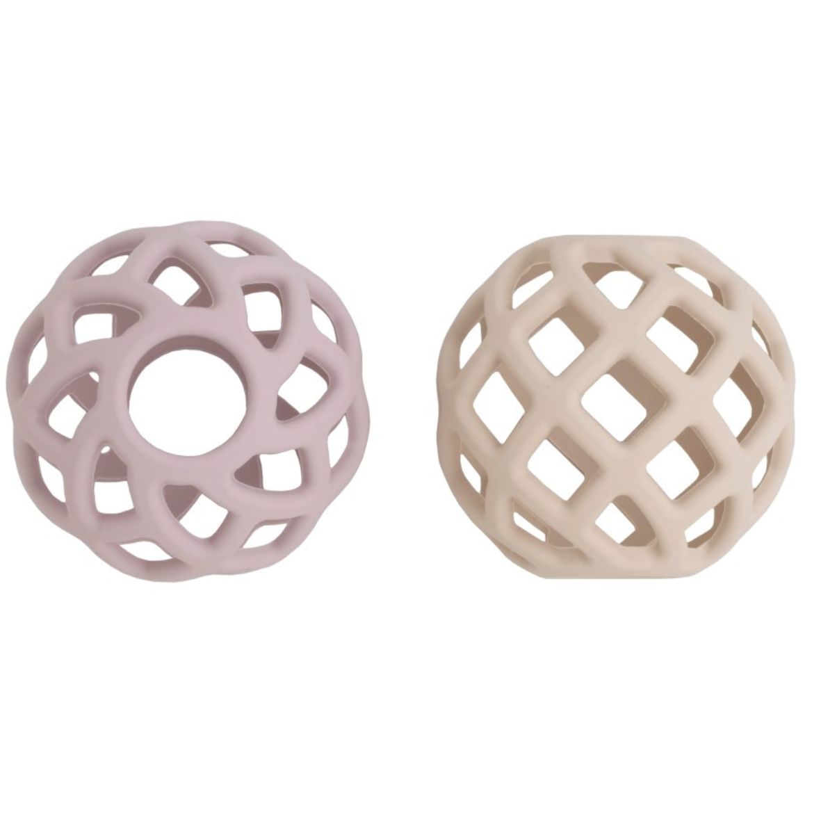 Jouet Balle Silicone – Lot de 2 balles en silicone vieux rose et warm linen BABY'S ONLY