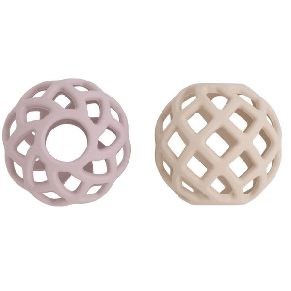 Jouet Balle Silicone – Lot de 2 balles en silicone vieux rose et warm linen BABY'S ONLY