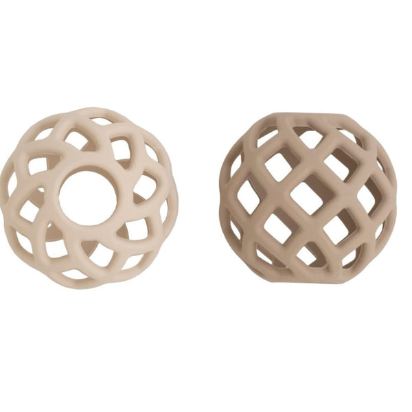 Jouet Balle Silicone – Lot de 2 Clay & Warm Linen BABY'S ONLY