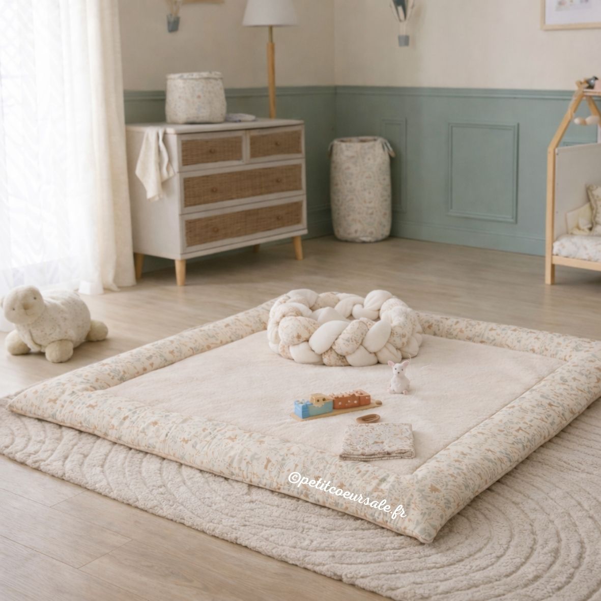 Tapis de parc bébé réversible 100x100 cm – Jardin enchanté