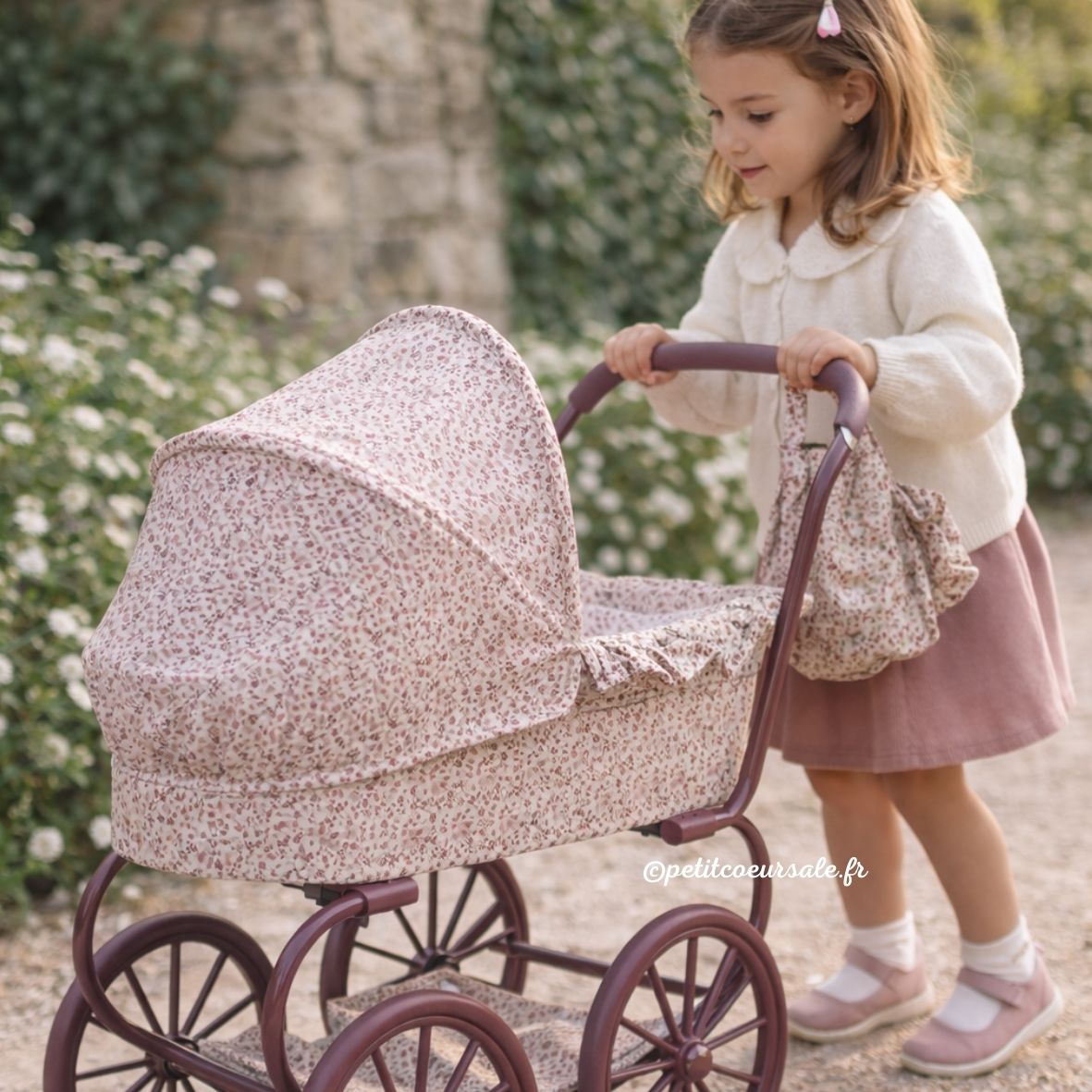 Poussette landeau poupée vintage grandes roues – Cherry Fleurs PASITO A PASITO