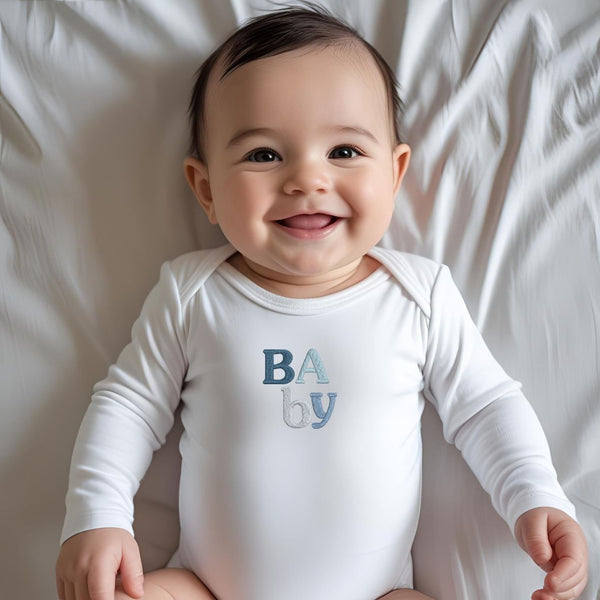 Bodie bébé brodé Nuances océan MARINE HEART BRODERIE