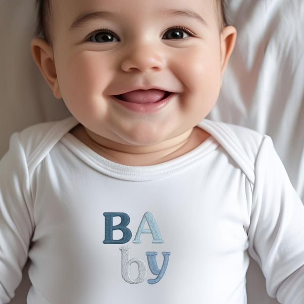 Bodie bébé brodé Nuances océan MARINE HEART BRODERIE