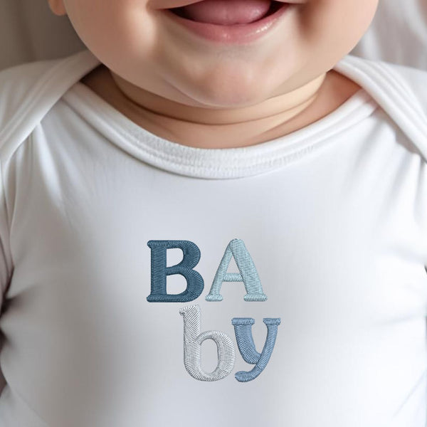 Bodie bébé brodé Nuances océan MARINE HEART BRODERIE