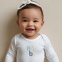 Bodie bébé brodé BLEU GLACIER, VERT, BLEU ORAGE, ROSE MARINE HEART BRODERIE