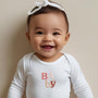 Bodie bébé brodé Bois de rose MARINE HEART BRODERIE