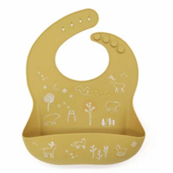 Bavoir silicone animaux de la forêt mangue