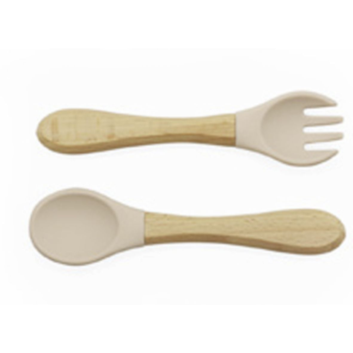 Couverts bois et Silicone beige