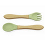 Couverts bois et Silicone olive