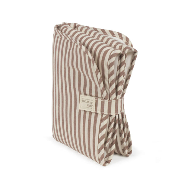 Matelas à langer nomade Praliné Rayures Moka – Walking Mum – 34 × 66 cm walking mum