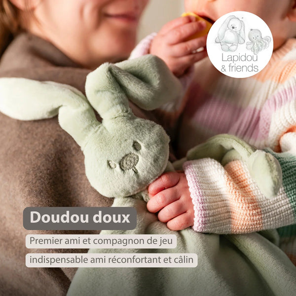 Maxi doudou bébé lapin vert tilleul – doudou naissance 65 cm NATTOU