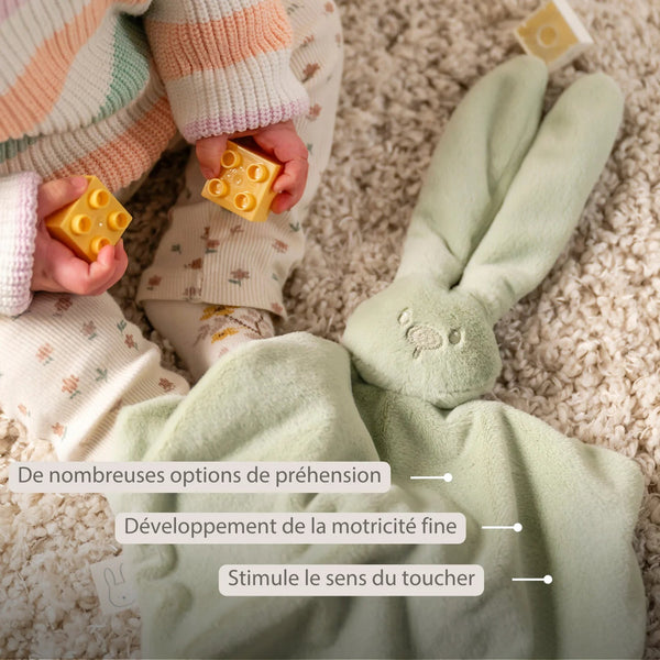 Maxi doudou bébé lapin vert tilleul – doudou naissance 65 cm NATTOU