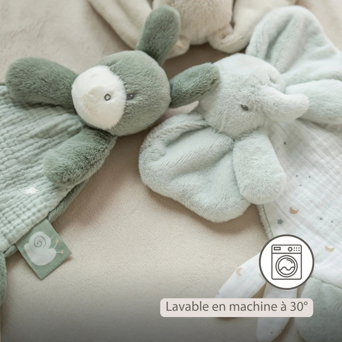 Mini doudou Âne LouLou – 25 cm – Vert tilleul – Nattou NATTOU