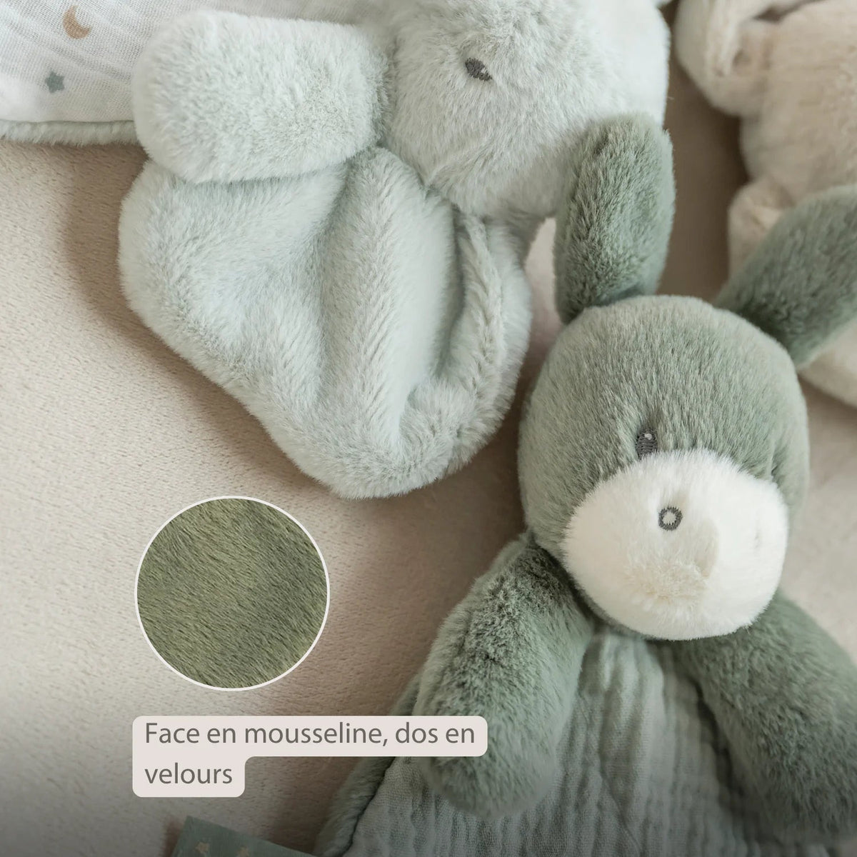 Mini doudou Âne LouLou – 25 cm – Vert tilleul – Nattou NATTOU