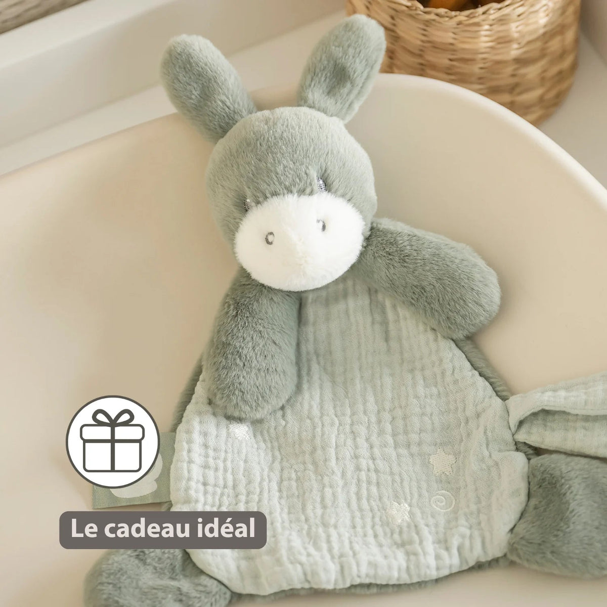 Mini doudou Âne LouLou – 25 cm – Vert tilleul – Nattou NATTOU
