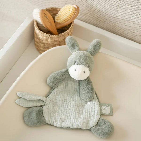 Mini doudou Âne LouLou – 25 cm – Vert tilleul – Nattou NATTOU