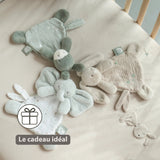 Mini doudou Éléphant LouLou – 25 cm – Vert tilleul & écru – Nattou NATTOU