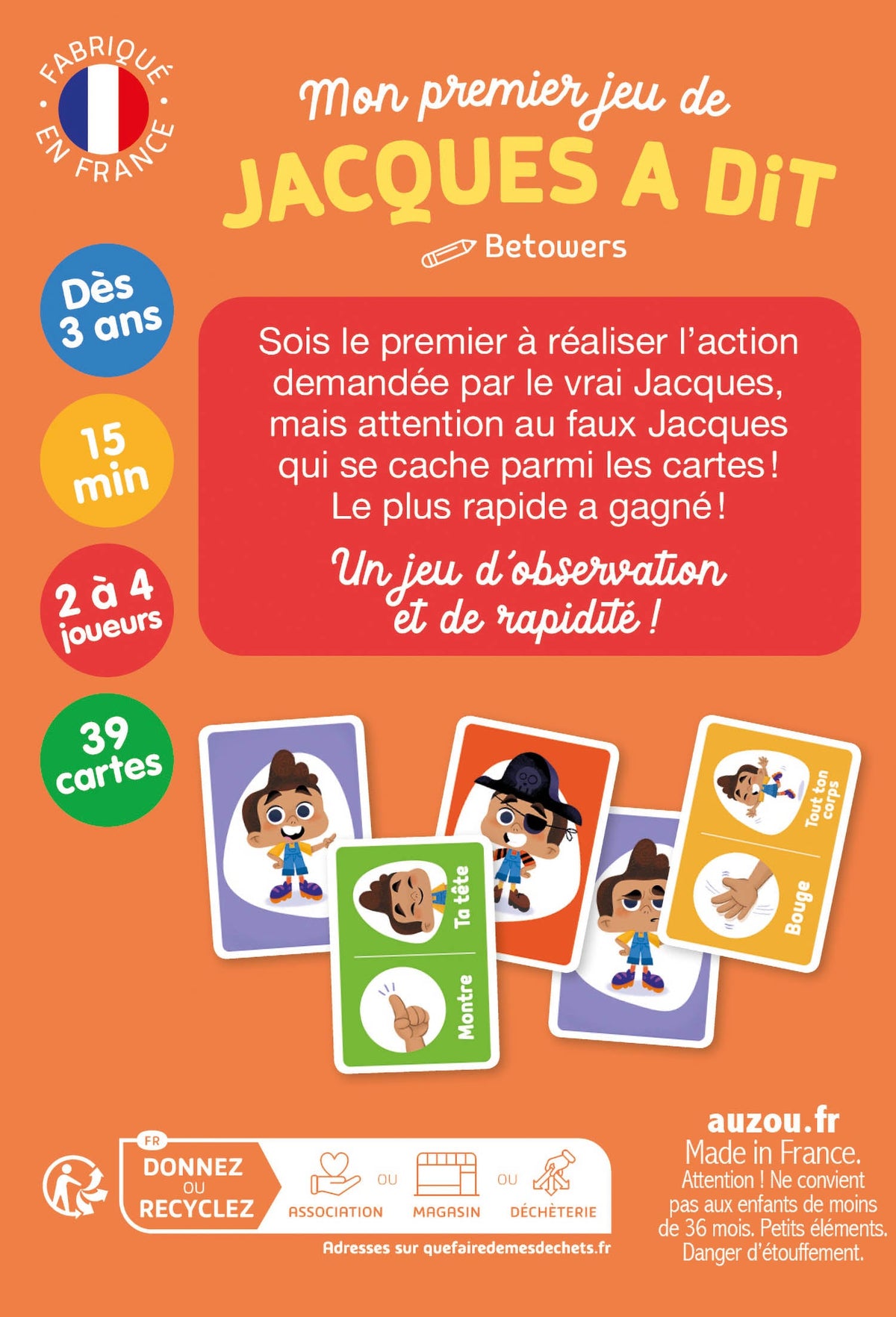 Mon premier Jacques a dit – Jeu de cartes dès 3 ans AUZOU