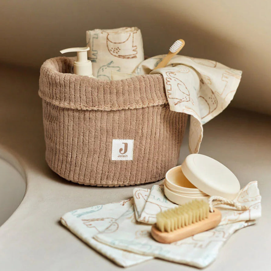 panier commode bébé tissu côtelé rangement pratique