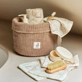 panier commode bébé tissu côtelé rangement pratique