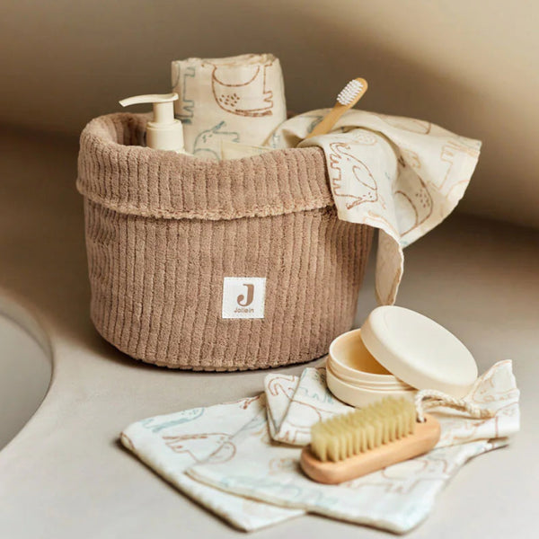 panier commode bébé tissu côtelé rangement pratique