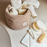 panier commode bébé tissu côtelé rangement pratique