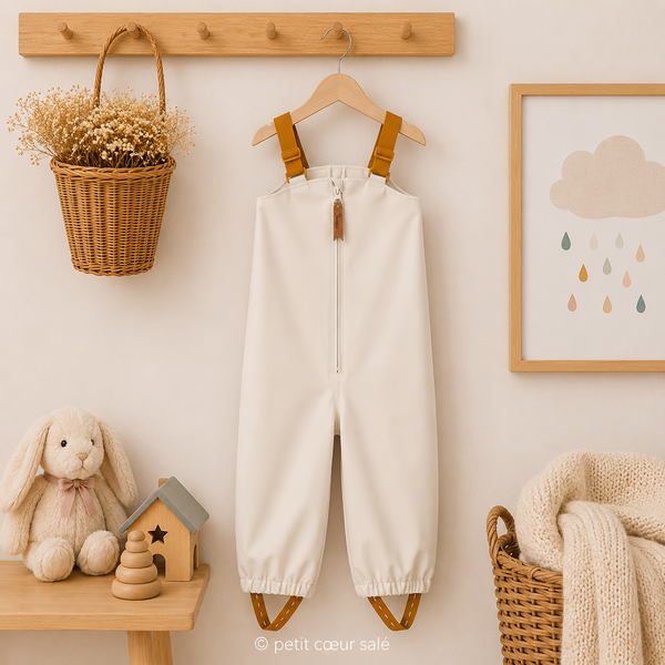Pantalon de pluie enfant imperméable – salopette pluie unie Beige STERNTALER