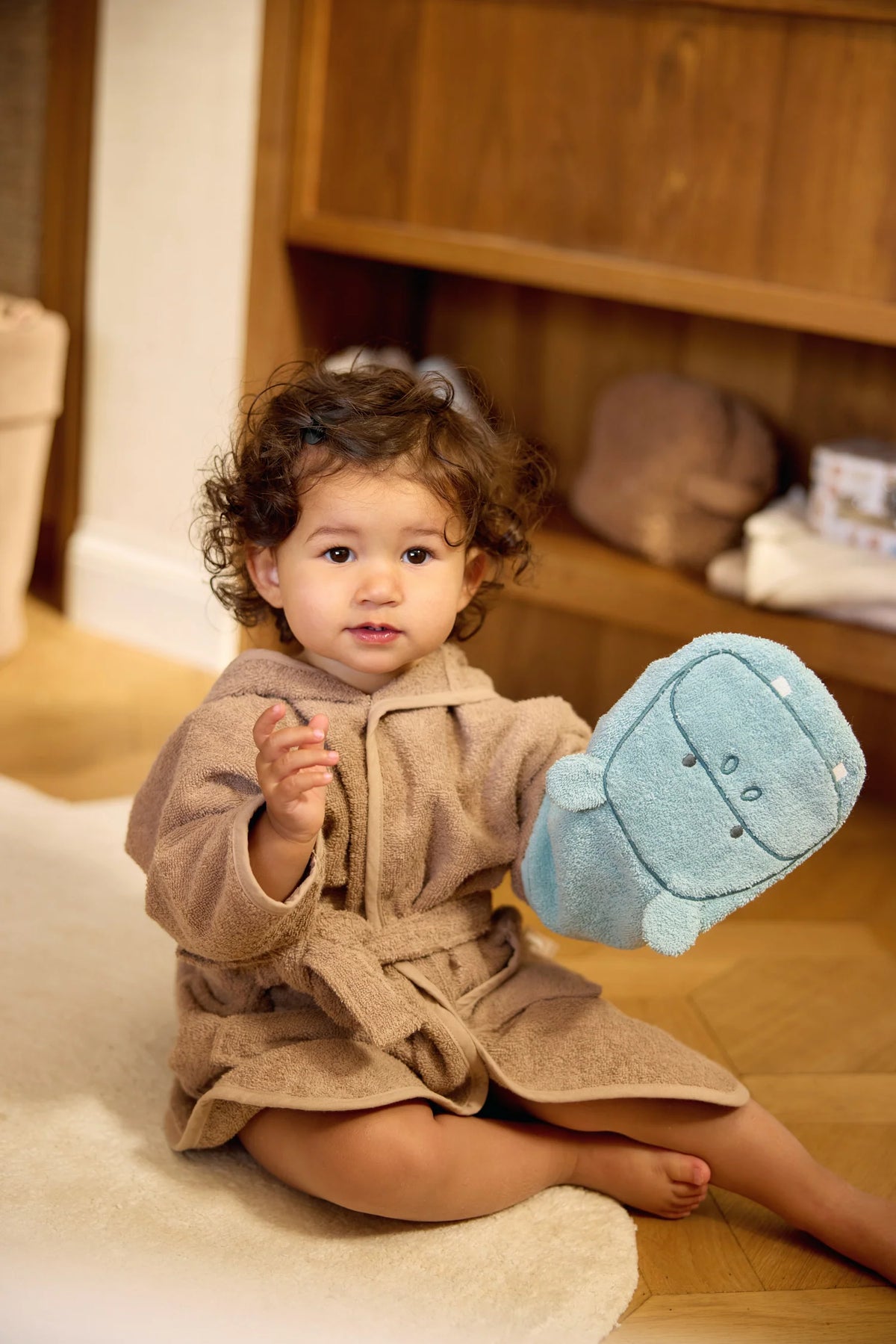 Peignoir de bain enfant en éponge – 3-4 ans Mikly Coffee