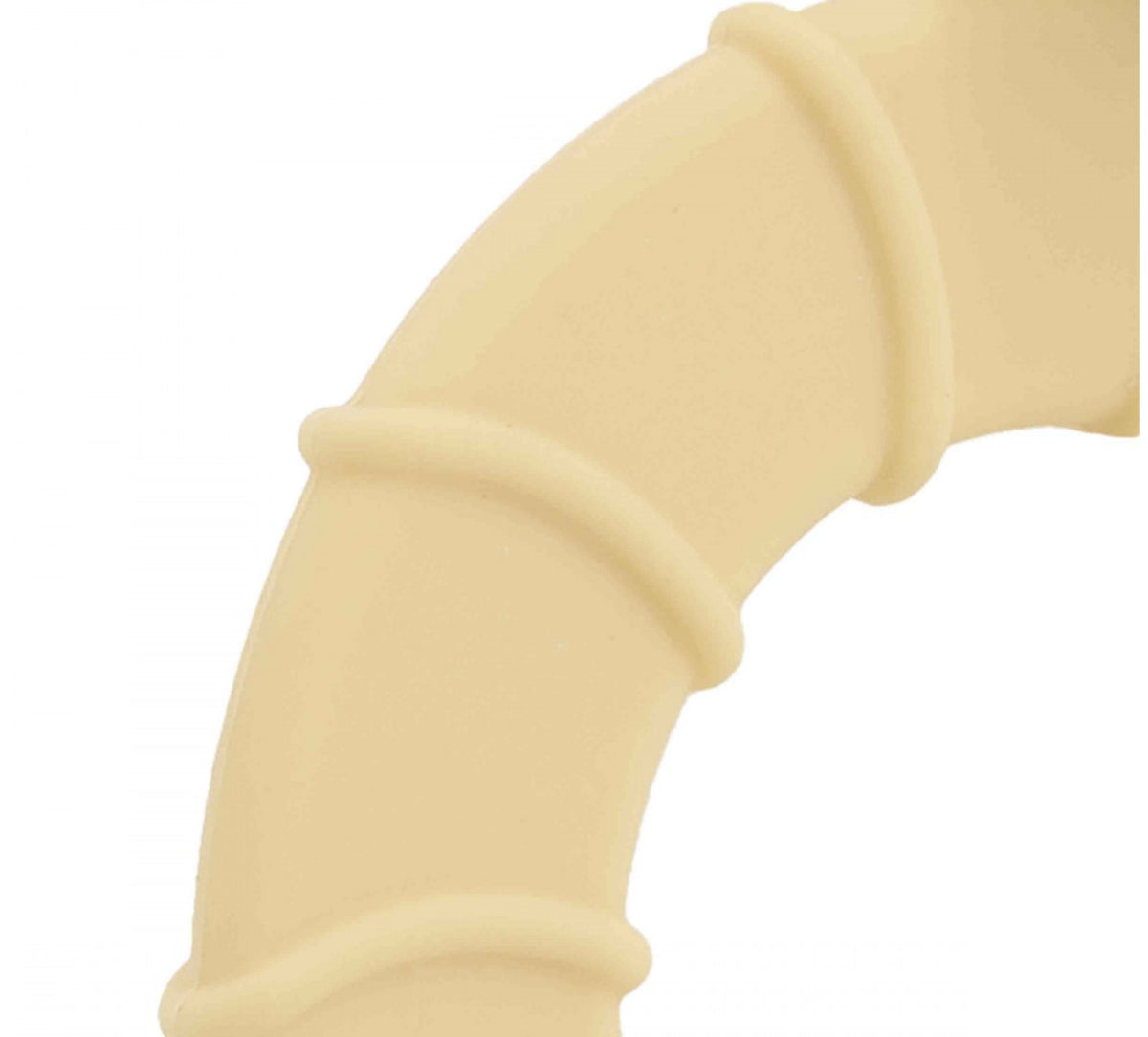 Peluche avec anneau de dentition silicone dès 3 mois. Apaise les gencives et réconforte bébé.