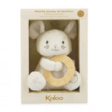 Peluche avec anneau de dentition silicone dès 3 mois. Apaise les gencives et réconforte bébé.