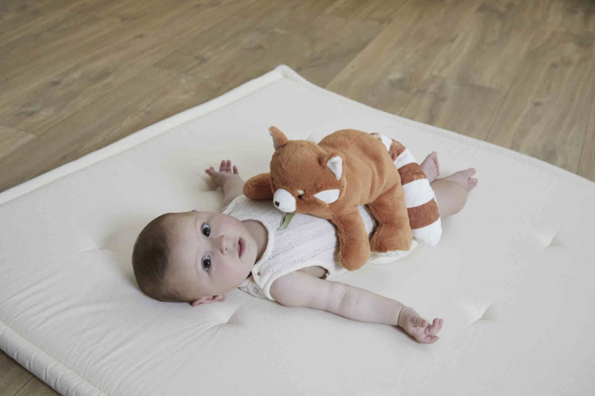 Peluche lestée bébé 26 cm dès 3 mois. Compagnon apaisant pour le rituel du coucher et le sommeil.