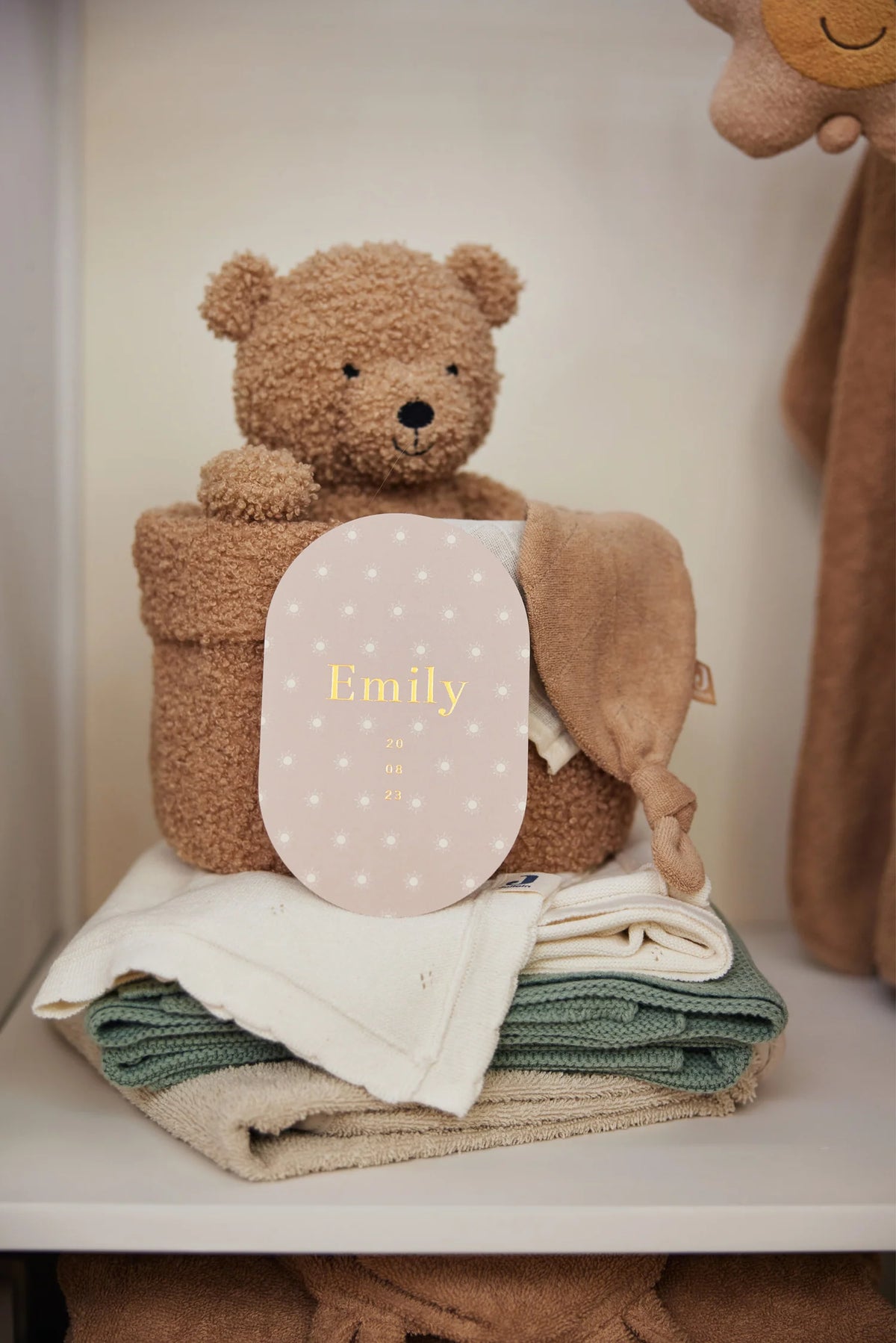 corbeille bébé tissu bouclé