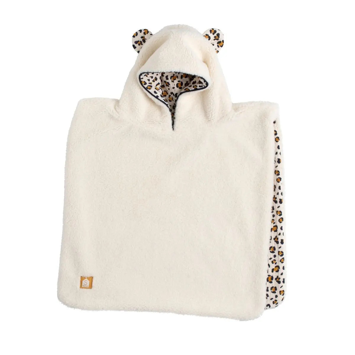 Poncho bébé sherpa & gaze de coton – Léopard SAUTHON