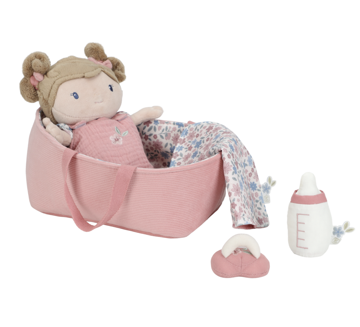 Poupon avec couffin et accessoires – Bébé Rosa 12 mois+