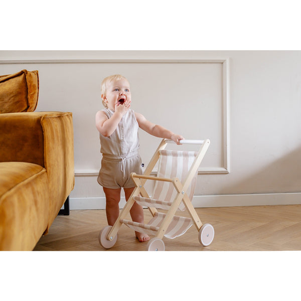 Poussette poupée en bois enfant – jeu d’imitation dès 18 mois