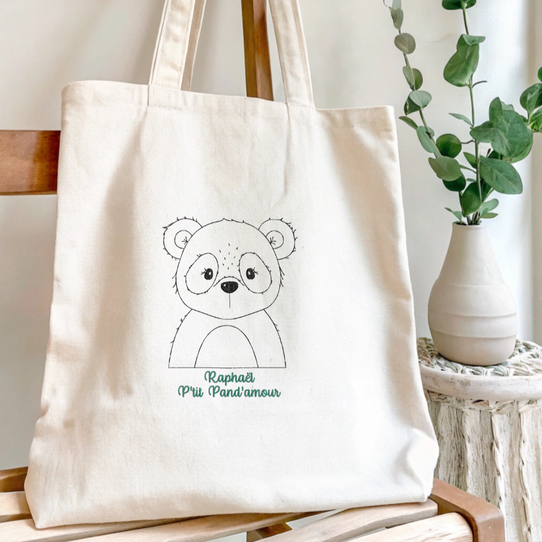 Tote Bag Adorable à Personnaliser Pand'damour – 100% Coton Recyclé GMLB