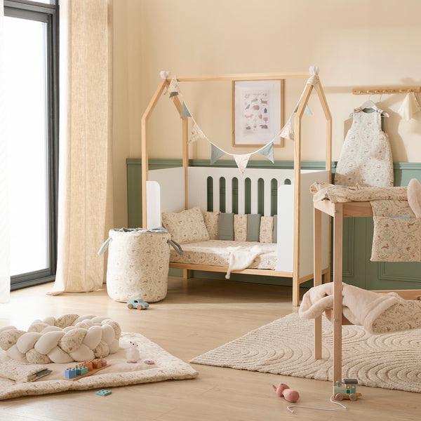 Protège-carnet de santé bébé coton jardin enchanté brodé