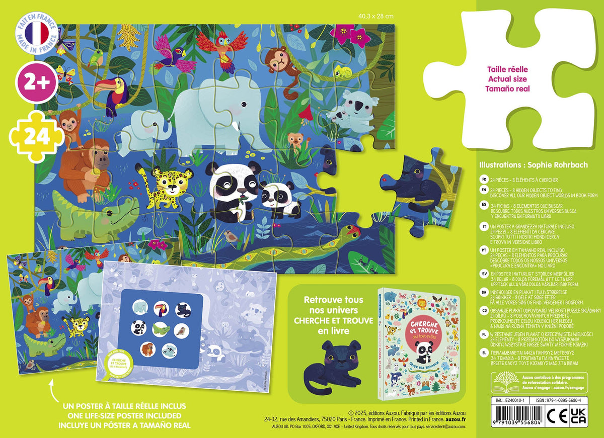Puzzle Cherche et Trouve des tout-petits – Les animaux – 24 pièces AUZOU