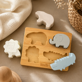 Puzzle d'encastrement en bois et silicone – Les animaux soft GMLB