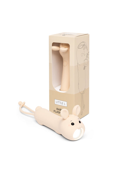 Lampe torche enfant lapin rechargeable USB-C. Lumière douce réglable idéale pour histoires du soir et explorations dès 3 ans.