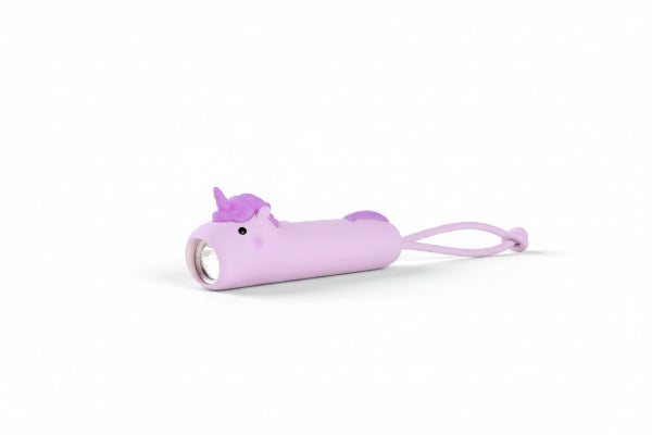 Lampe torche enfant licorne rechargeable USB-C. Lumière douce réglable idéale pour histoires du soir et aventures dès 3 ans.