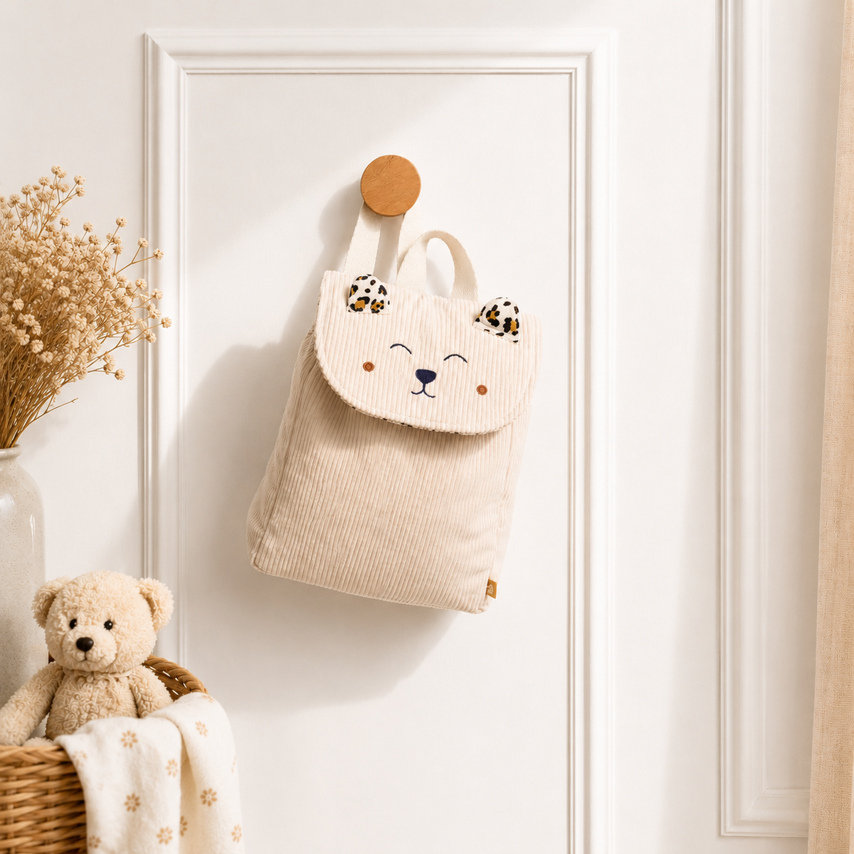 Sac à dos maternelle en velours côtelé Léopard - Sauthon SAUTHON
