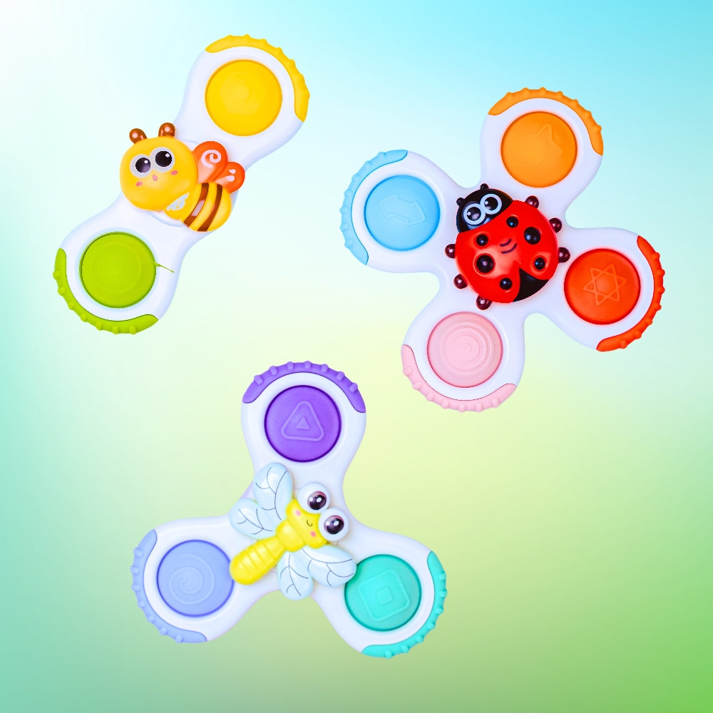 Jouets bébé ventouse sensoriels – Lot de 3 spinners BO JUNGLE