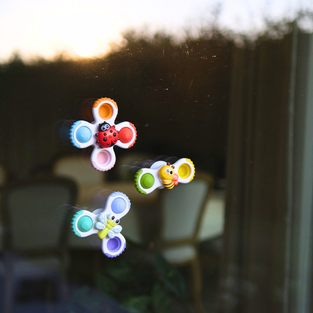 Jouets bébé ventouse sensoriels – Lot de 3 spinners BO JUNGLE