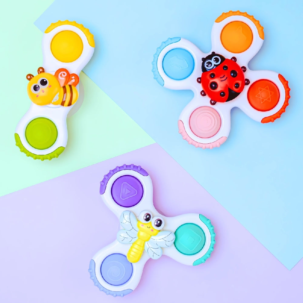 Jouets bébé ventouse sensoriels – Lot de 3 spinners BO JUNGLE